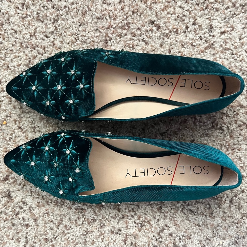 Sole Society Teal Velvet Women's Flats